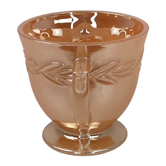 Fire King Footed Open Sugar Peach Lustre Laurel by Anchor Hocking 3-1/4" - Picture 4 of 9